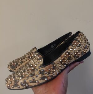 Steve Madden Taupe Studded Slip-On Loafers Size 7.5